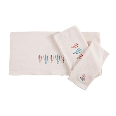 HiEnd Accents 3 PC Embroidered Cactus Towels , 3 PC