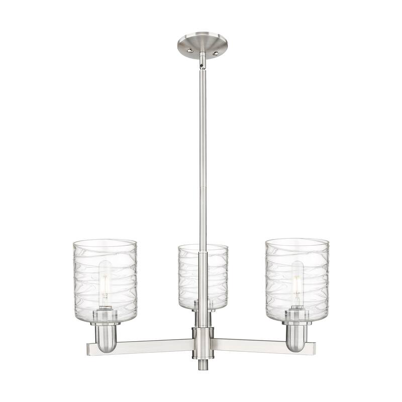 Innovations Lighting Endless Possibilities Arcadia - Cobbleskill - 3 Light 27" Stem Hung Chandelier - Deco Swirl/Satin Nickel