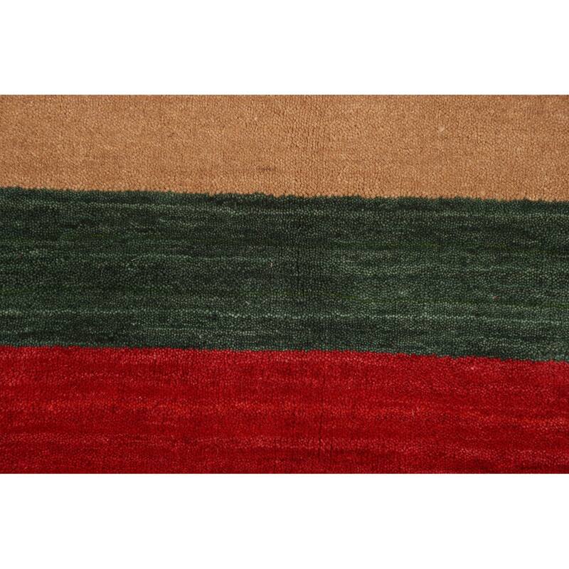 Striped Gabbeh Indian Foyer Rug Handmade Wool Carpet - 3'11"x 5'7"
