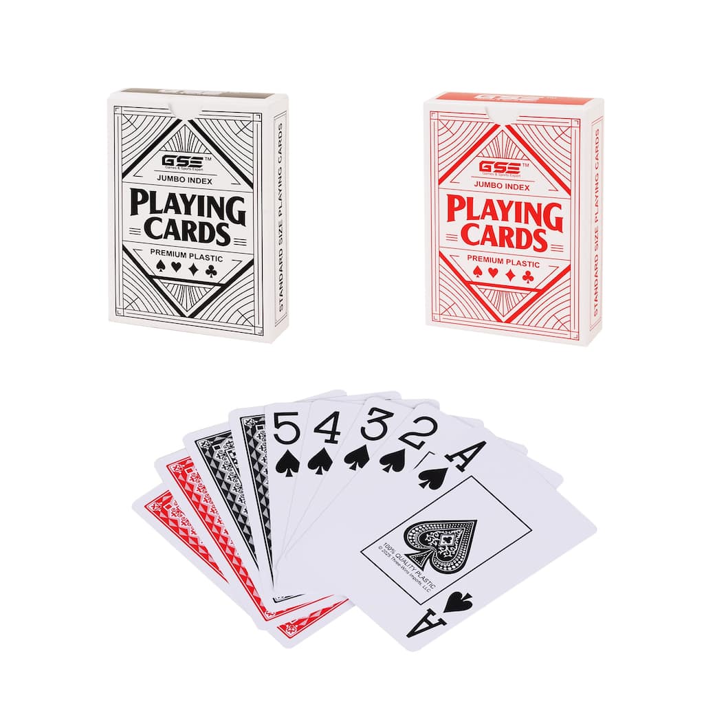 GSE 100% Waterproof Plastic Playing Cards, Poker Size - Large Jumbo Index