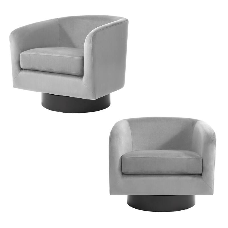 2 Set 360-Degree Swivel Round Barrel Chair Velvet Accent Chairs