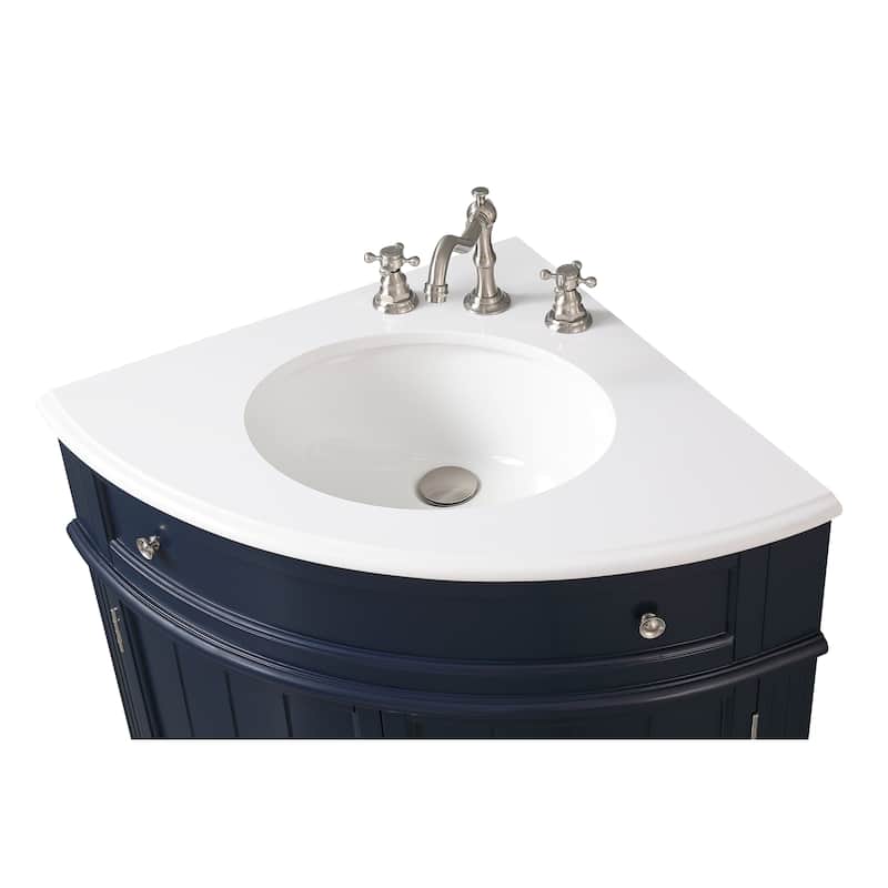 24" Benton Collection Triadsville Dark Blue Corner Bathroom Vanity