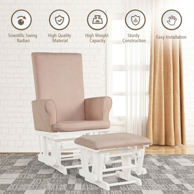 Glider rocker with top ottoman for nursery