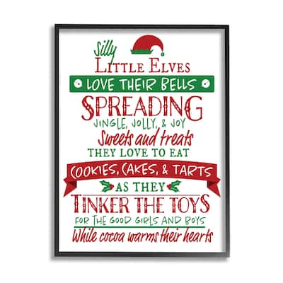 Stupell Silly Little Elves List Festive Christmas Phrases Framed Wall Art