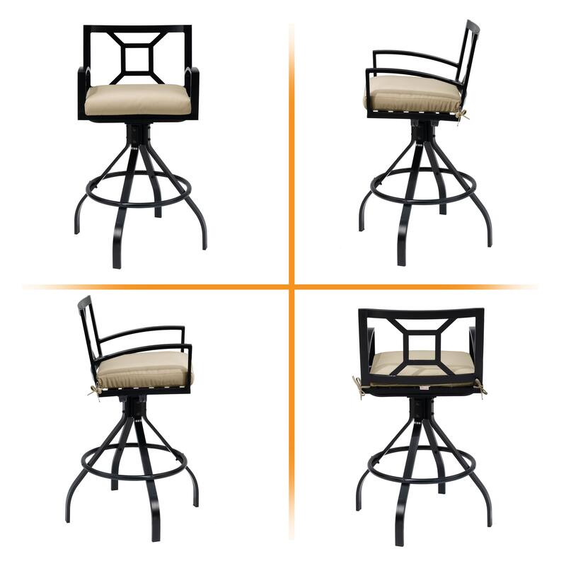 3/5-Piece Patio Bar Stool Set Swivel Aluminum Bar Stools with Sunbrella Cushion and Table Set