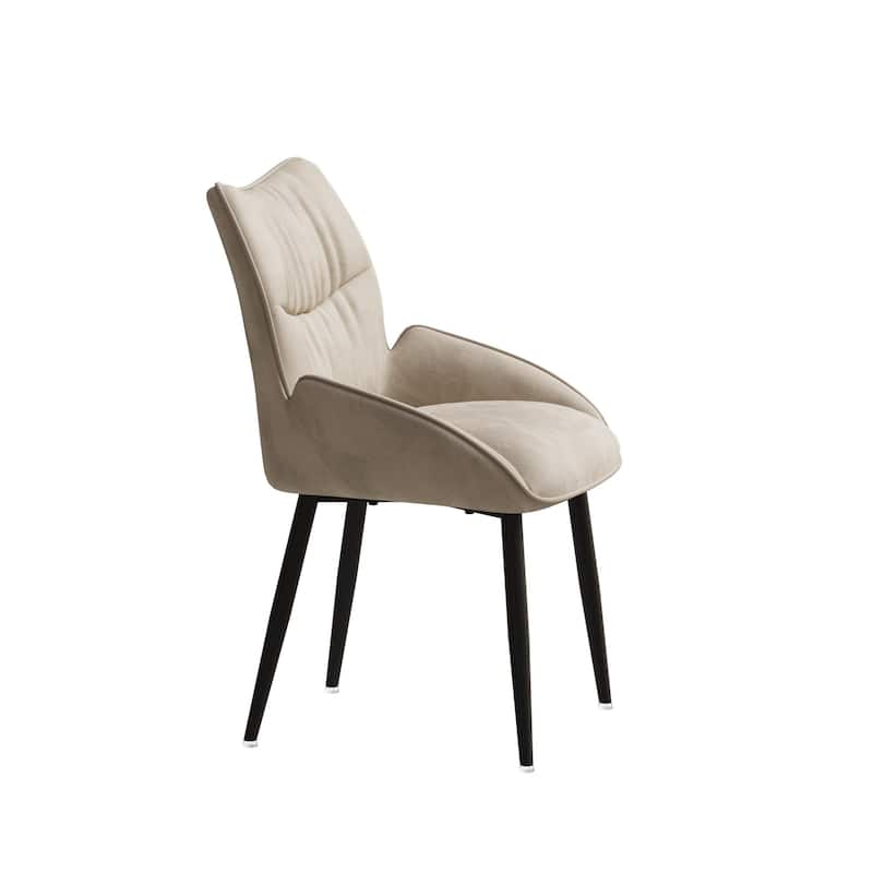 Dining Chairs Set of 2, Velvet Accent Chair Modern Kitchen Arm Chairs Upholstered Chair with Metal Legs for Kitchen