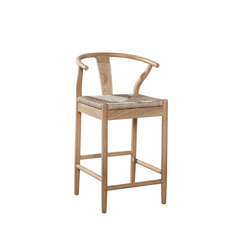 Wish-bone Mid-Century Steam Bent Oak Counter Stool - 24-inch Seat