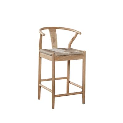 Wish-bone Mid-Century Steam Bent Oak Counter Stool - 24-inch Seat