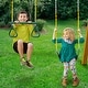 preview thumbnail 18 of 19, Gorilla Playsets Nantucket II Wood Swing Set with Wave Slide - Redwood - 15.5 ft W x 13 ft D x 10.5 ft H