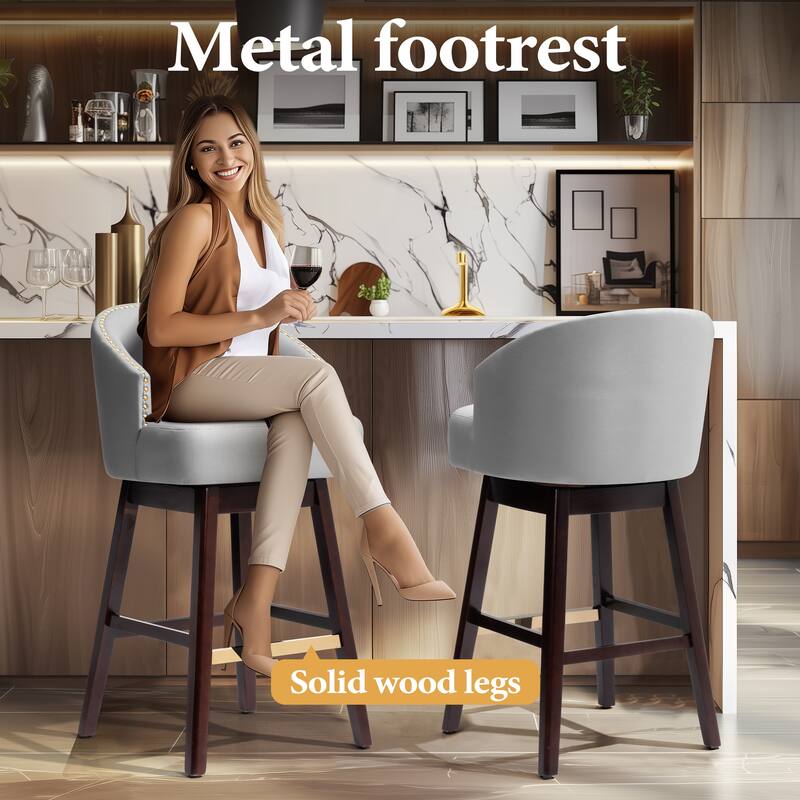 31.9"H Height Solid Wood Swivel Indoor BarStools Set of 2 or 4