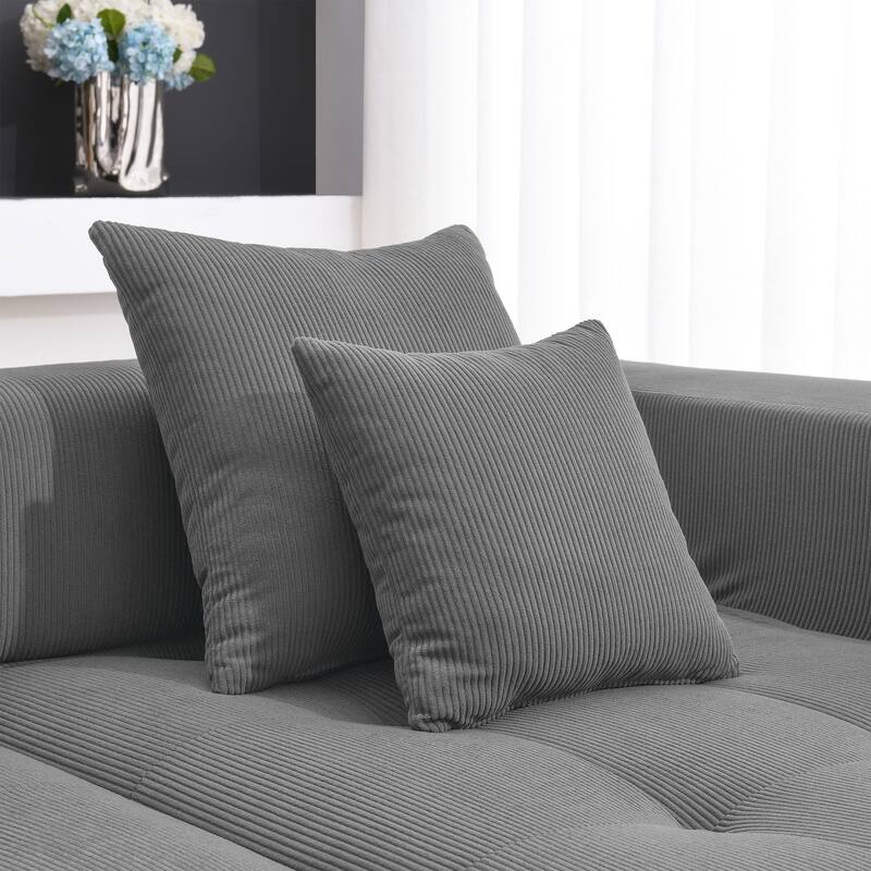 105.5" Corduroy L-Shaped Modular Sectional Sofa with Wide and Deep Seat, Tufted Design, and No Assembly Required