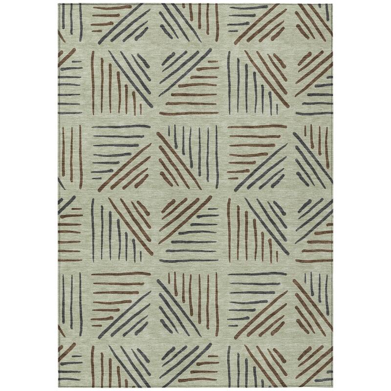 Machine Washable Indoor/ Outdoor Geo Dia Chantille Rug