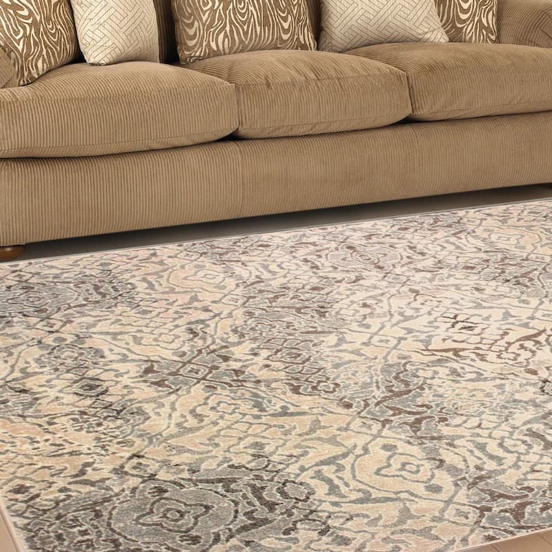 Superior Modern Oriental Damask Polypropylene Indoor Area Rug