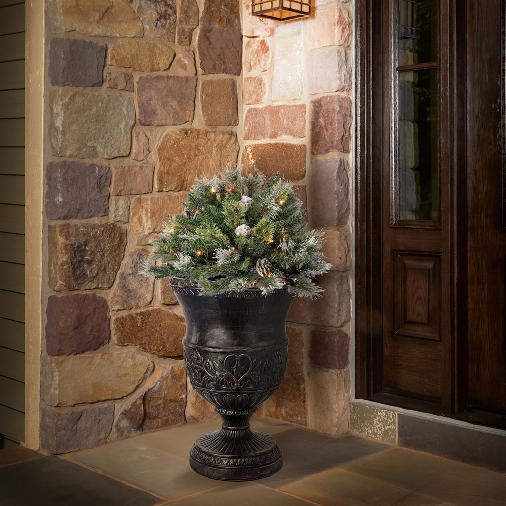 24"X26" Lit Frosted Stake Tree - Multi-colored