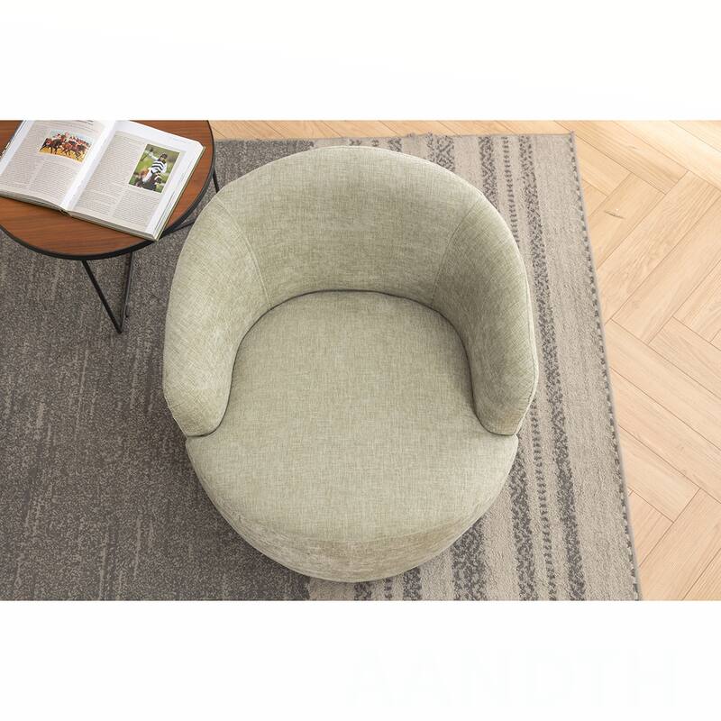 Chenille Swivel Barrel Chair