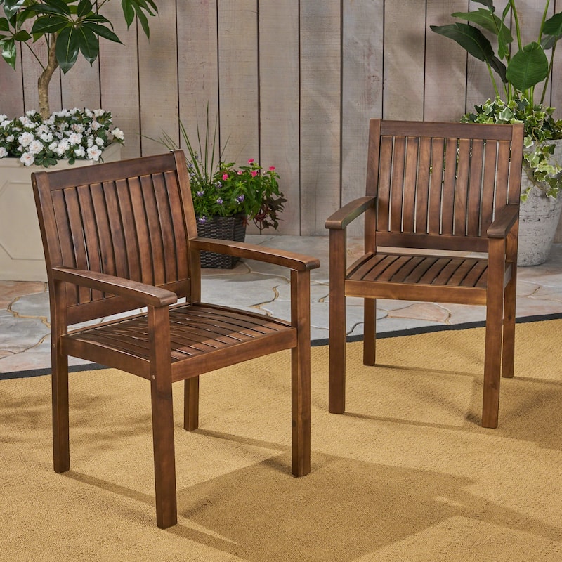 Wilson Outdoor Acacia Wood Dining Chairs (Set of 2) by Christopher Knight Home