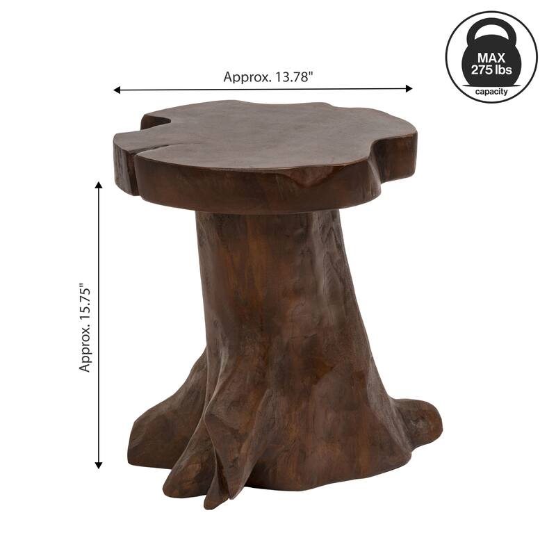 JONATHAN Y Amara Rustic Modern Handcrafted Live Edge Solid Teak Wood Stump Stool