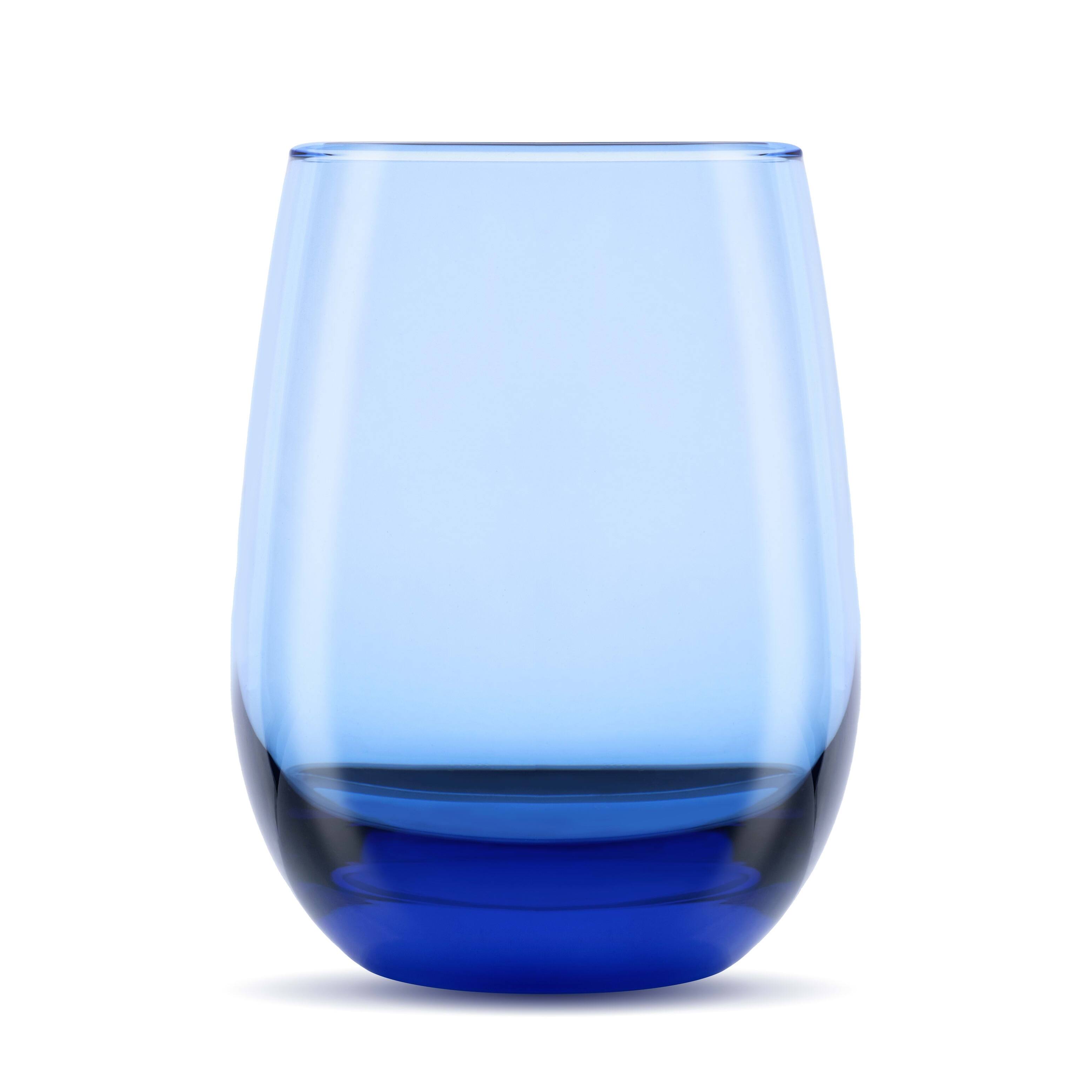 Libbey Classic Blue AllPurpose Stemless Wine Glasses, 15.25ounce, Set