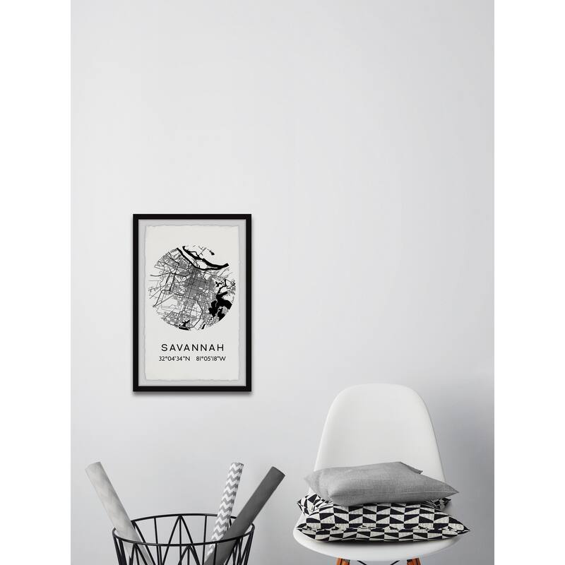 'Savannah, Georgia Coordinates' Framed Painting Print