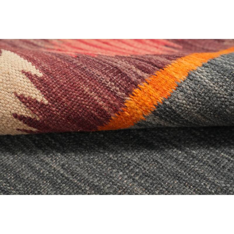 Hand Woven Oriental 100% Wool Carpet Southwestern Tribal Multi-Colored Kilim Area Rug - 12' 11'' X 10' 2''