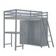 preview thumbnail 27 of 51, Loft Bed with Built-in Desk, Shelves & Storage Wardrobe Gray - Twin