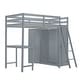 preview thumbnail 1 of 12, Twin Loft Bed with Wardrobe, Desk & Shelves, Gray Gray - Twin