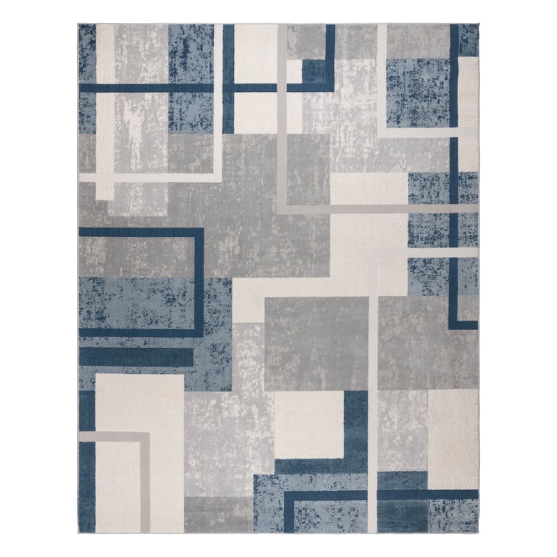 Gertmenian Ethan Abstract Geo Modern Geometric Blue Area Rug