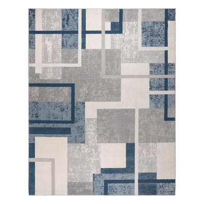 Gertmenian Ethan Abstract Geo Modern Geometric Blue Area Rug