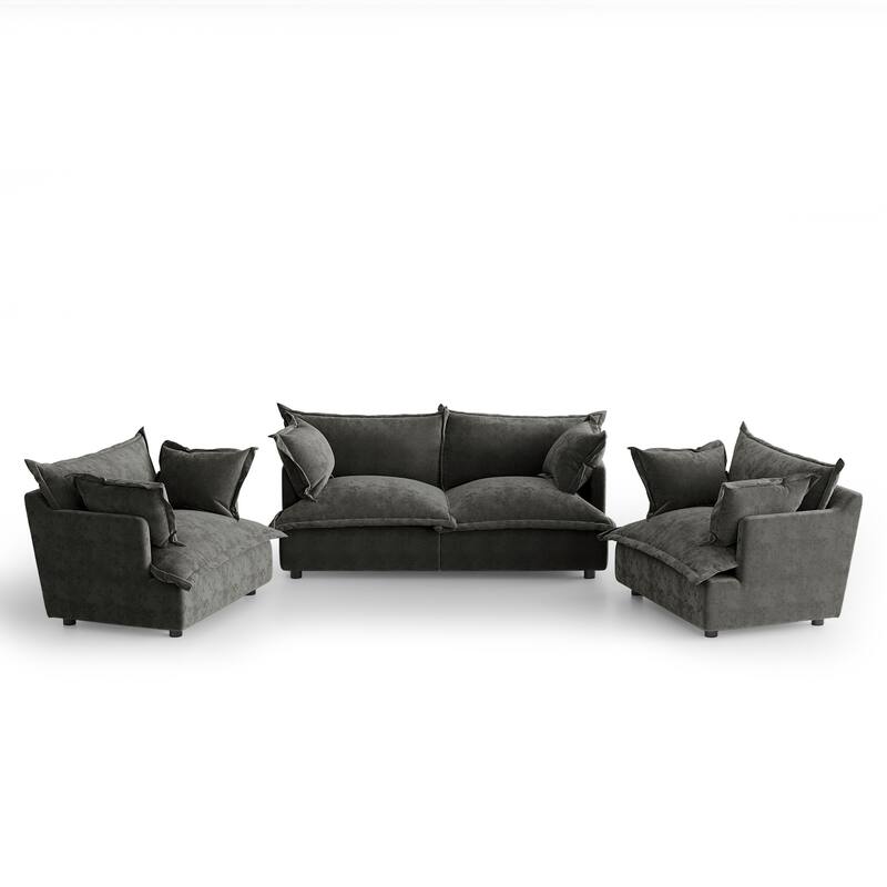 Comfy Cloud Oversized Chenille Modular Sectional Sofa Armchair Set
