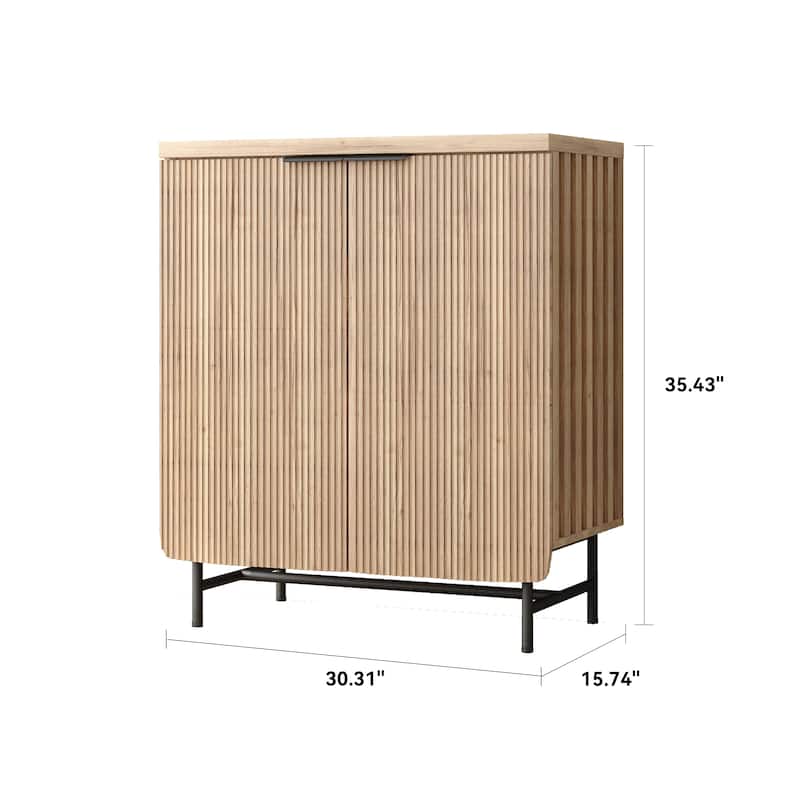 Sideboard Buffet Cabinet with Adjustable Shelves and Fluted Doors