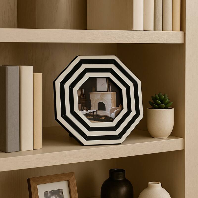Resin Contemporary Octagon Photo Frame - Black