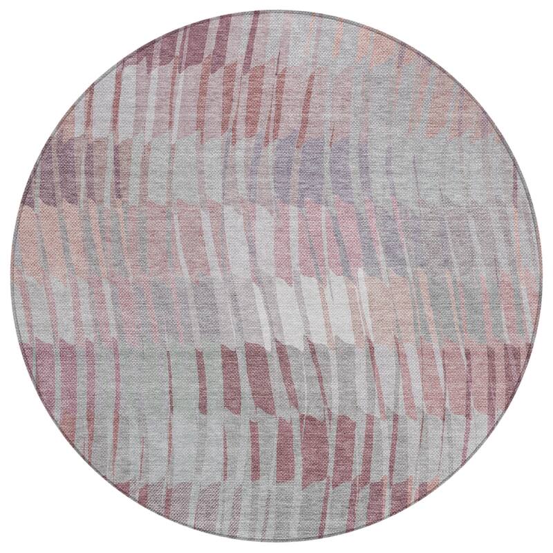 Machine Washable Indoor/ Outdoor Casual Stripe Chantille Rug