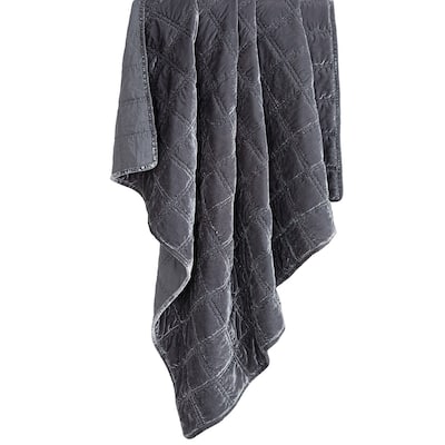 HiEnd Accents Stella Faux Silk Velvet Romantic Western Double Box Stitch Throw Blanket, 50"x60"