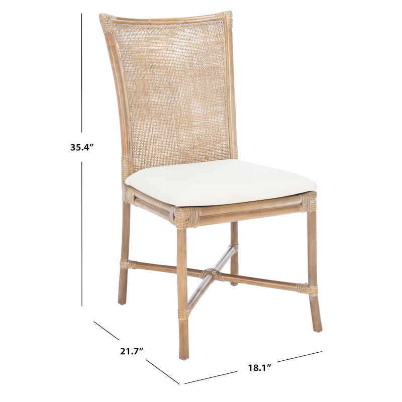 SAFAVIEH Paula Greywhitewash/White Rattan Accent Chair with Cushion - 18.1" W x 21.7" L x 35.4" H - 18Wx22Dx35H