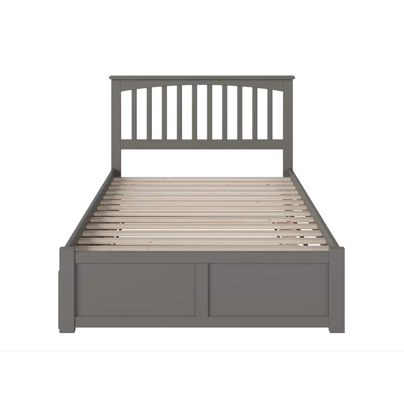 Mission Full Platform Bed with Footboard and Full Trundle Bed