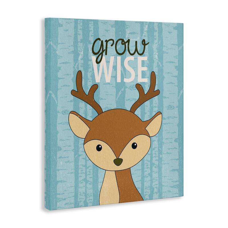 Stupell Grow Wise with Deer Canvas Wall Art Design By Kim Allen