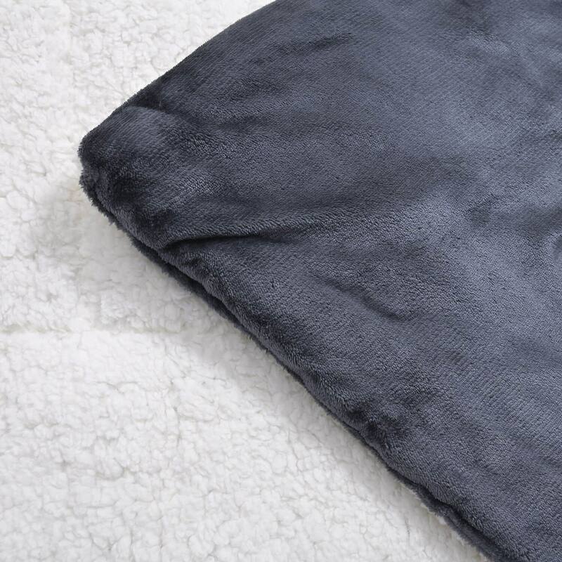 HOMESMART Set of 2 Purple 3 Layer Quilted Microfiber Flannel Sherpa
