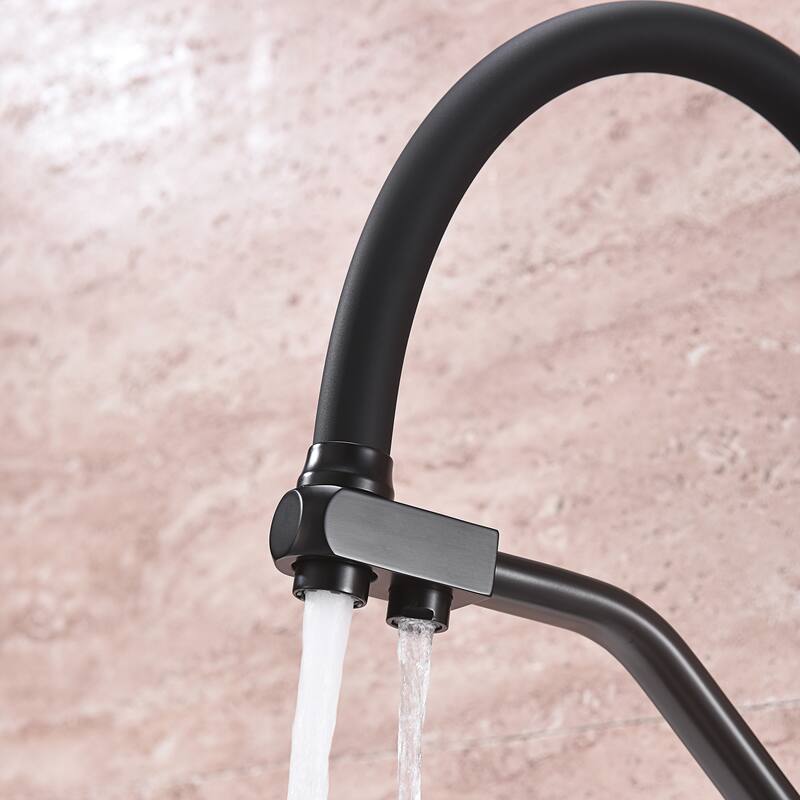 Dynamic Dual Handle Pull Out Kitchen Faucet with Soap Dispenser