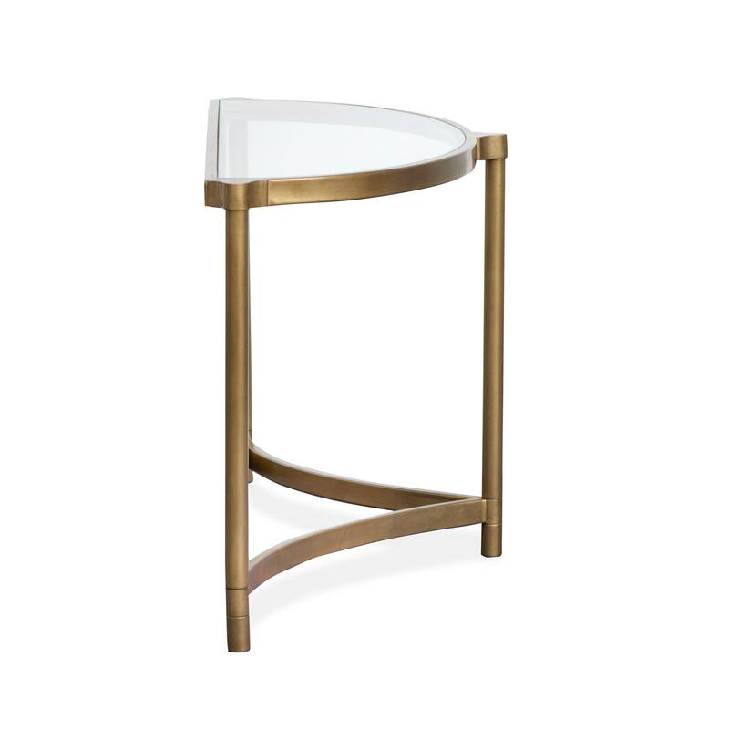 Magnussen Home Cassidy Aged Brass and Volakas Classic Demilune Sofa Table - 53.63''W x 18.75''D x 27''H
