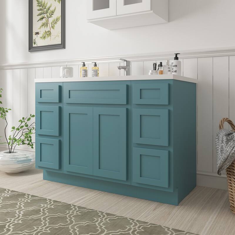 Vanity Art 48" Oak Freestanding Bathroom Vanity Cabinet without Top