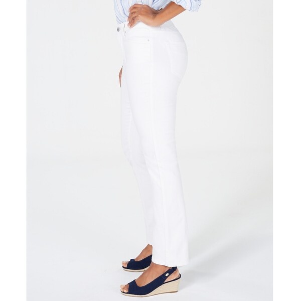 petite white straight leg jeans