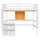 preview thumbnail 3 of 37, Wooden Loft Bed with Study Desk and Writing Board, Full Size Loft Bed with 2 Drawers Cabinet, Safety Guardrails and Ladder