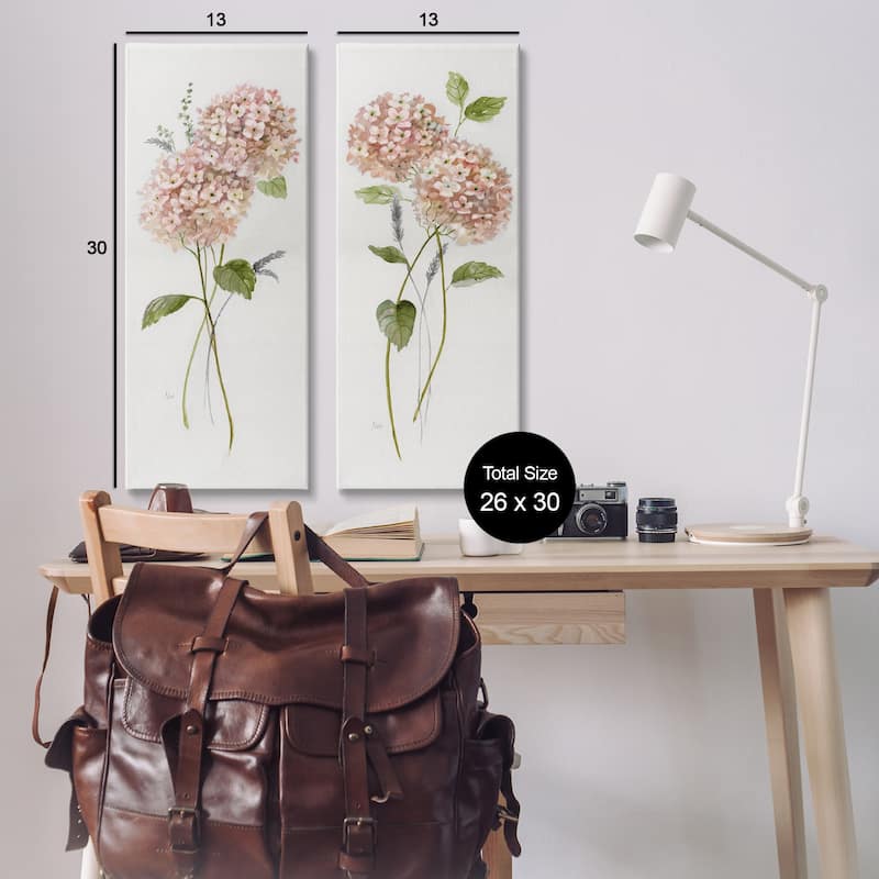 Stupell Pink Hydrangea Sprigs Canvas Wall Art Design By Nan (Set of 2)