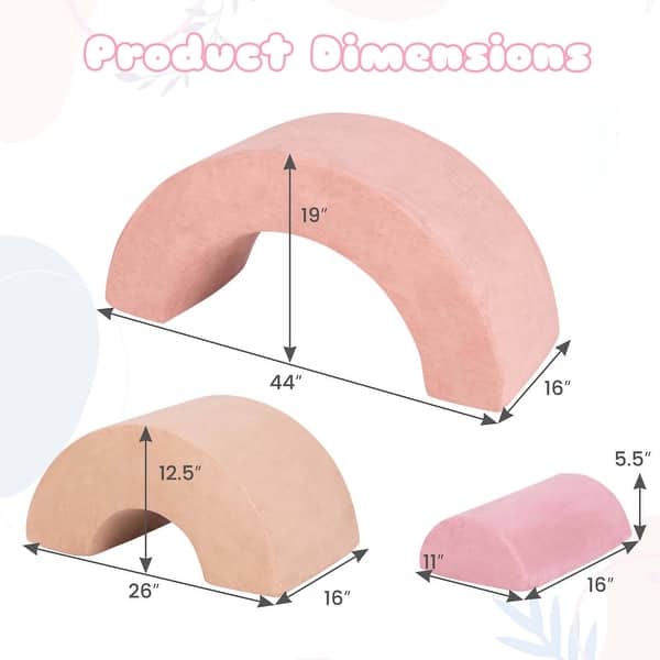 dimension image slide 0 of 2, Costway 3 PCS Toddlers Climbing Toys with Elastic Filling Baby Foam - See Details