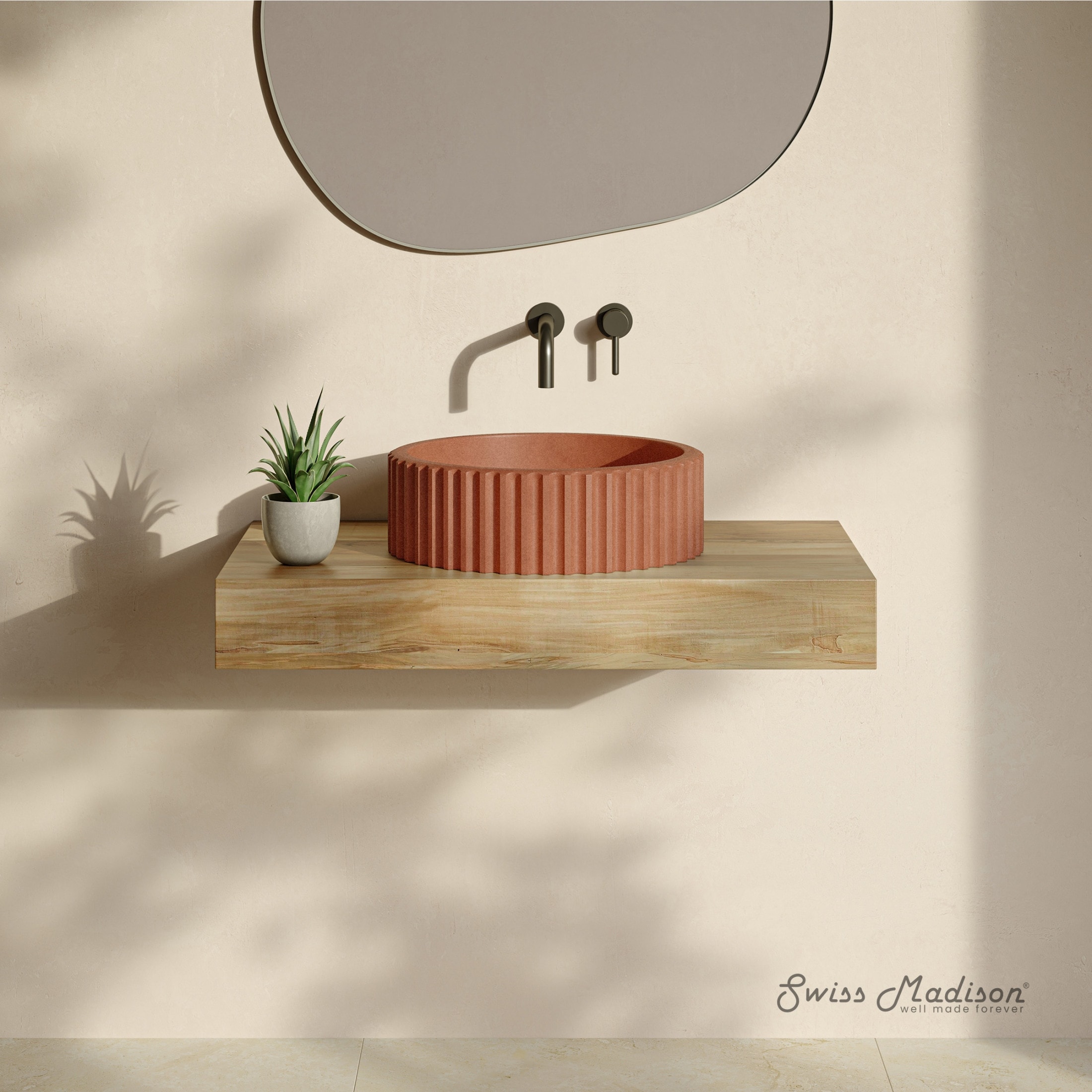 Lafayette 16" Round Concrete Vessel Sink In Terracotta - 16