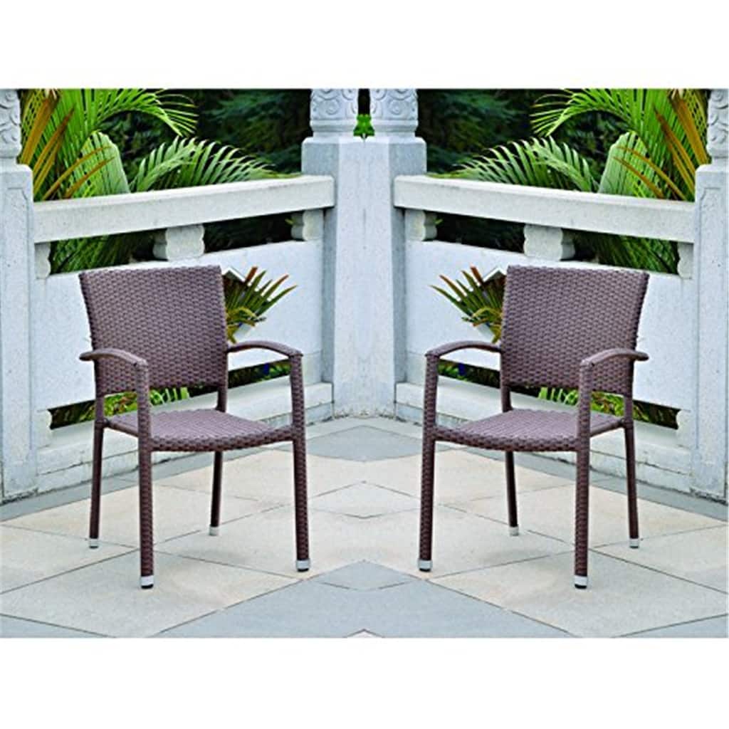 Bohemian Dining Chairs - Set of 6 Wicker Style - Indoor Outdoor Accent Chairs - Elegant Square Back Design - 13