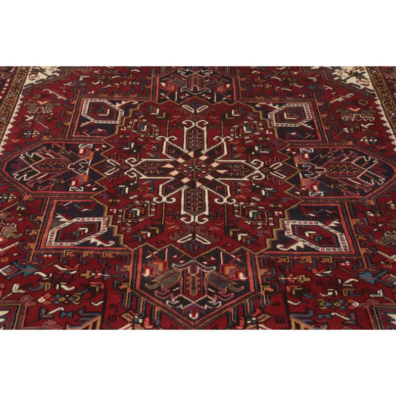 Hand Knotted Oriental 100% Wool Carpet Traditional Medallion Red Heriz Area Rug - 9' 6'' X 7' 0''