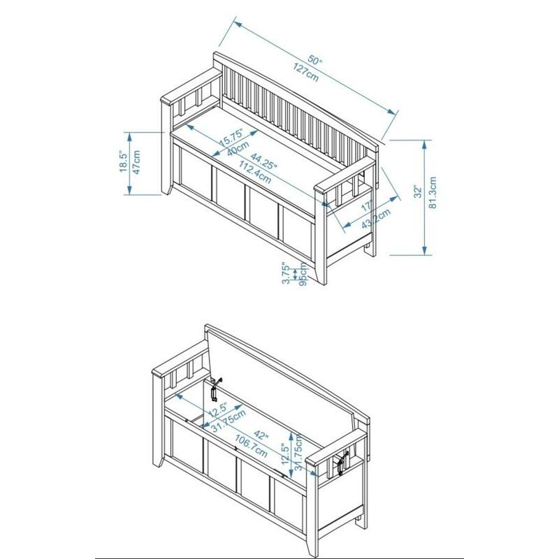 Slatted Back Storage Bench - 50" - White