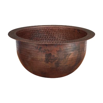 10-in Round Under Counter Hammered Copper Bathroom Sink (LR10FDB)