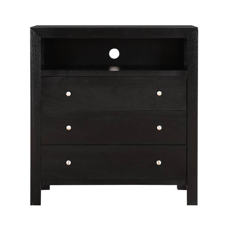 3-Drawer Wooden TV Media Chest - 36" - Black